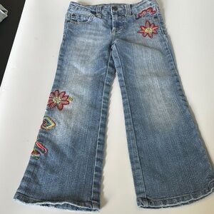 Cherokee Denim Flare Jeans with Colorful Floral Embroidery